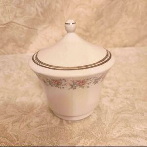 Cmielow Made In Poland Sugar Dish with Lid Flowers & Silver Trim